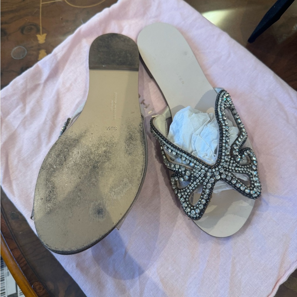 Sophia Webster Black Sandals with Gold and Pearl Butterfly Appliques - Picture 9 of 15